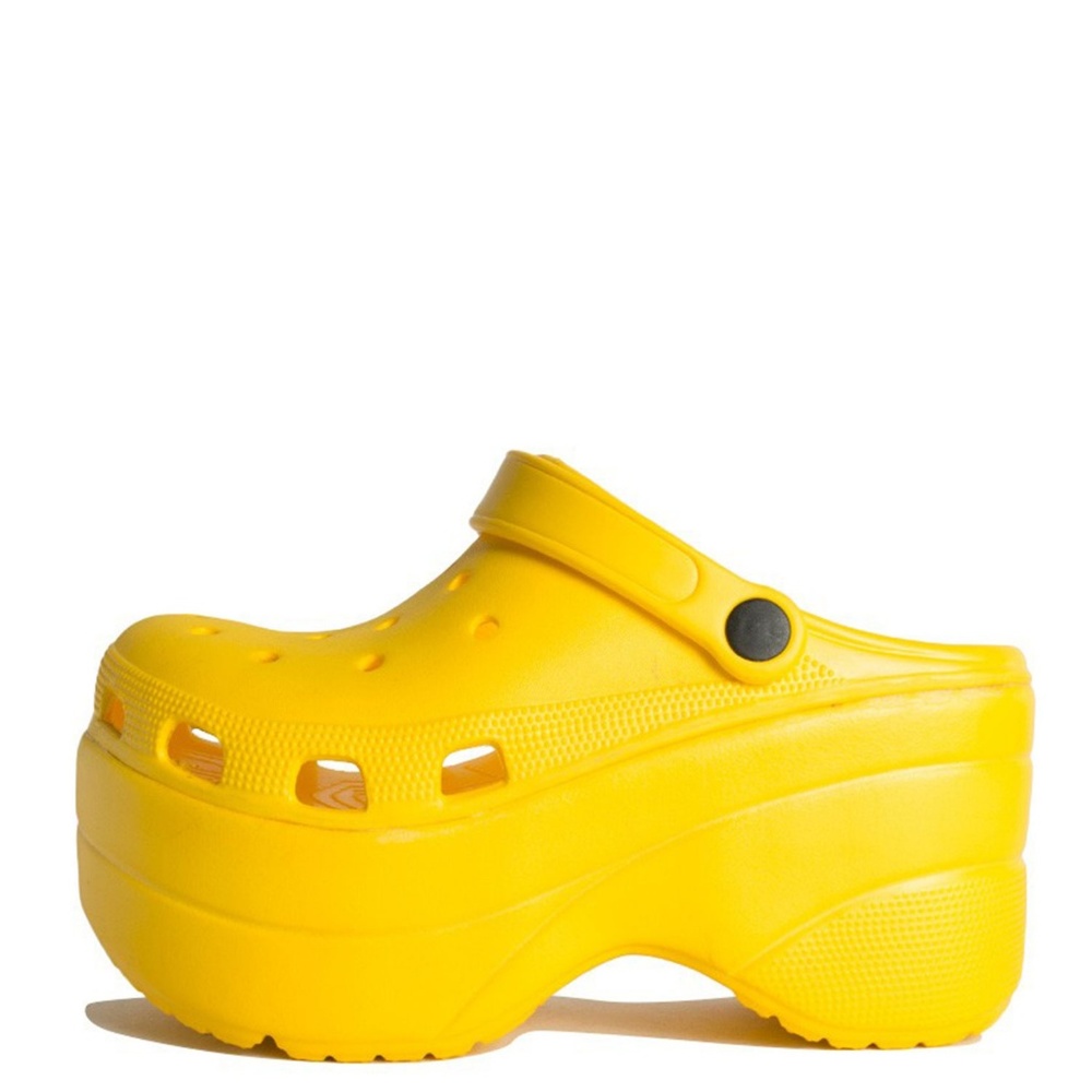 HP💃🔥 New Yellow Platform Wedge Heel Waterproof Classic Clogs Sandals Slip-On - Picture 4 of 5